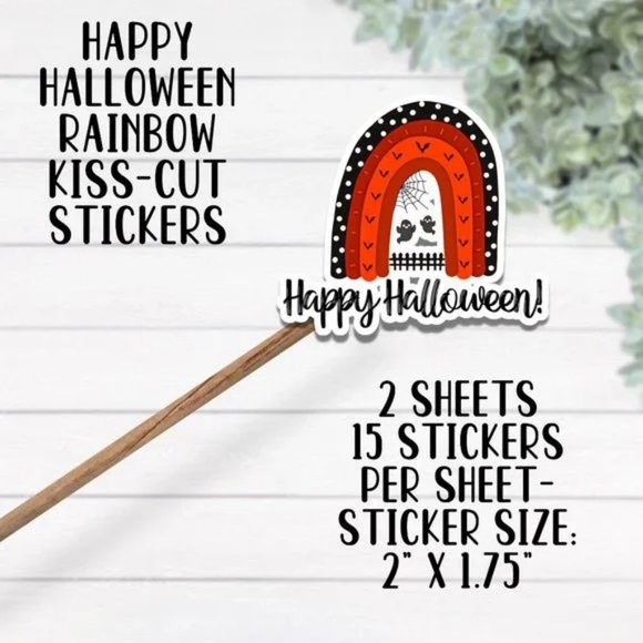 Happy Halloween Rainbow Stickers- 2 Sticker Sheets - Picture 2 of 4